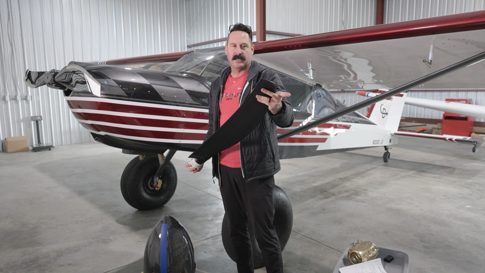 Steve Cox in the hangar with the Backcountry Bogey